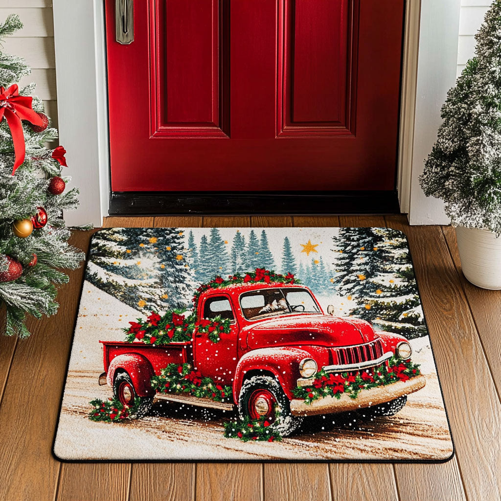 Winter Red Truck CW1408070CL Doormat