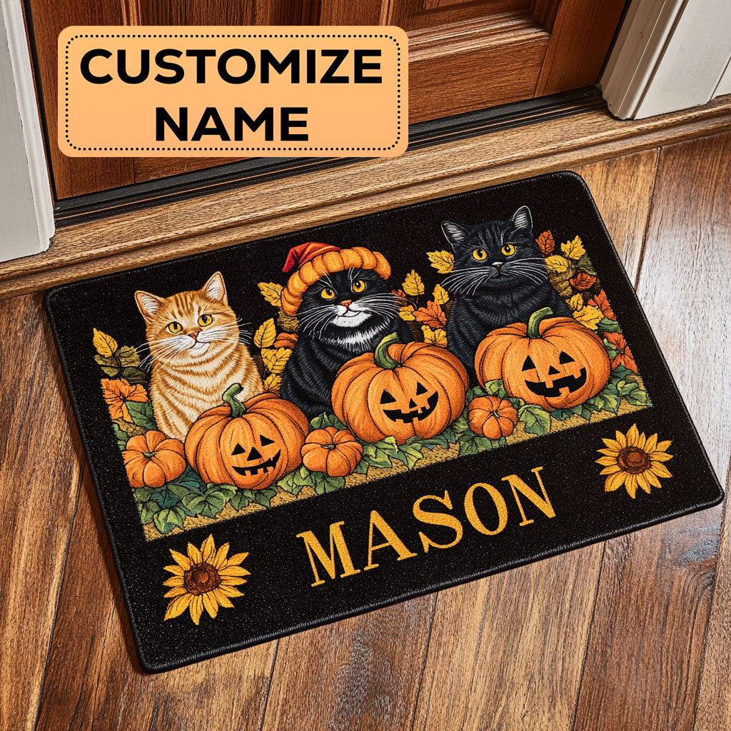 Autumn Cat CW2108063CL Personalized Doormat