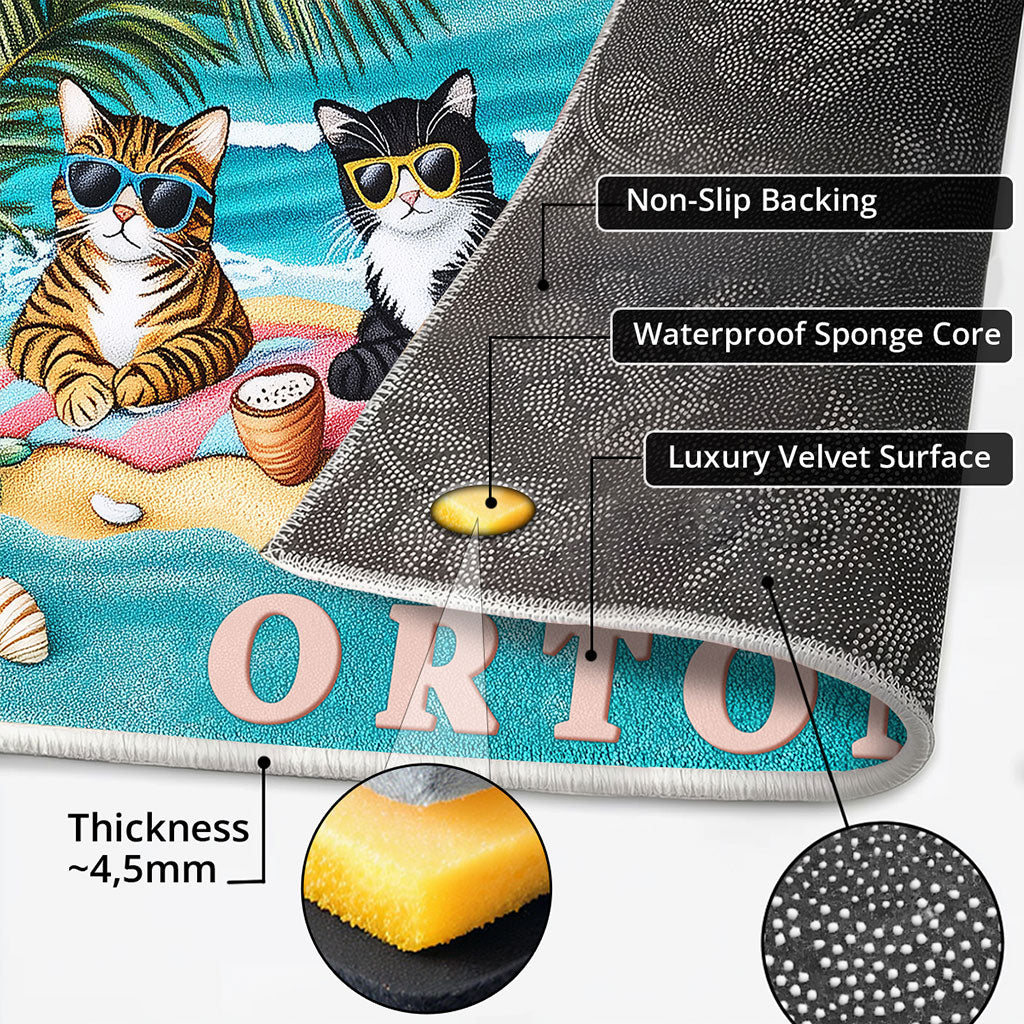 Cat Beach Time CW2108064CL Personalized Doormat