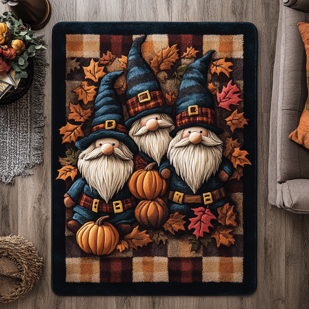 Plaid Harvest Gnome Trio HM0808007CL Area Rug