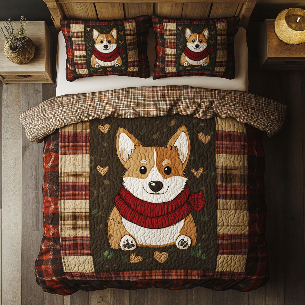 Corgi In Cozy Flannel WY0907012CL Duvet Cover Set