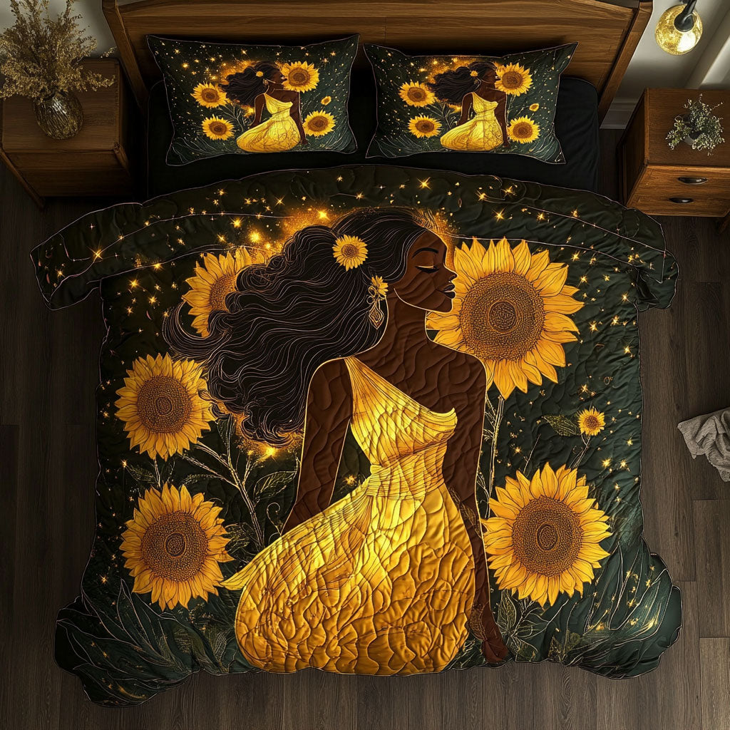 Black Woman And Sunflower WU1002062CL Duvet Cover Set
