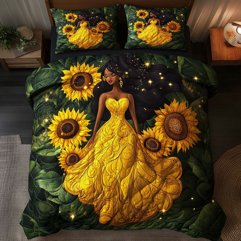 Black Woman And Sunflower WU1002070CL Duvet Cover Set