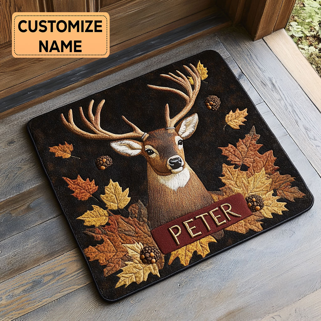 Golden Antlers CP2508004CL Personalized Doormat