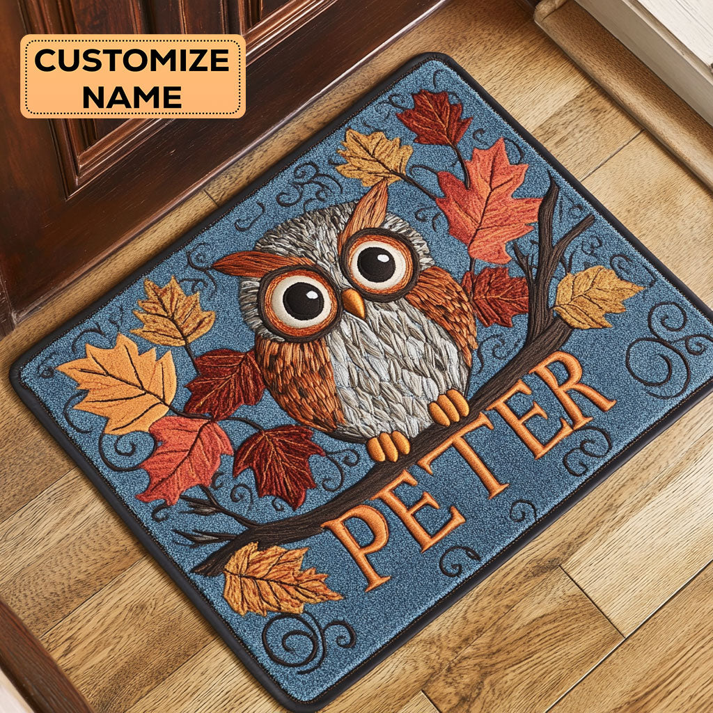 Autumn Owl CP1508125CL Personalized Doormat
