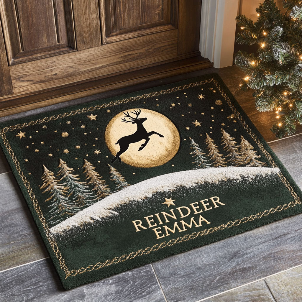 Reindeer Crossing WJ2308039CL Personalized Doormat