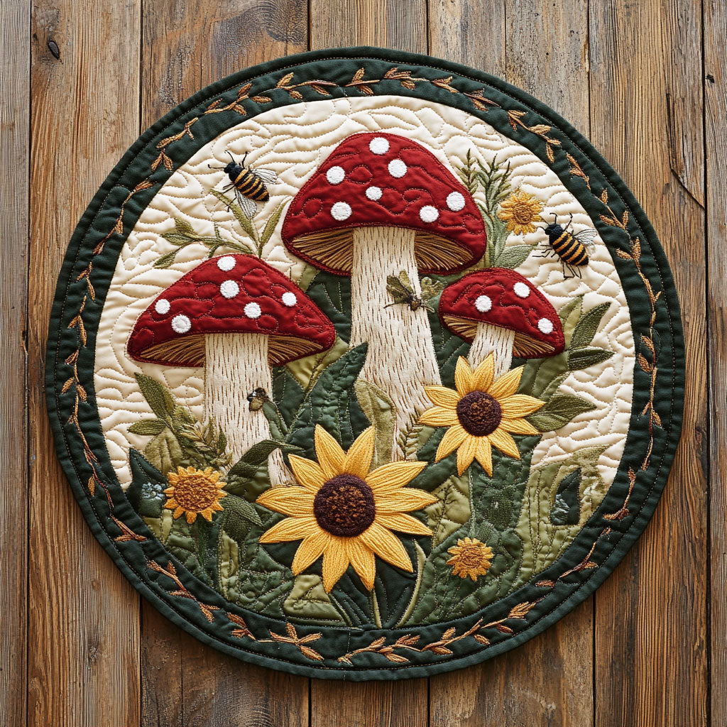 Fungi Foliage WU2203057CL Quilted Round Mat