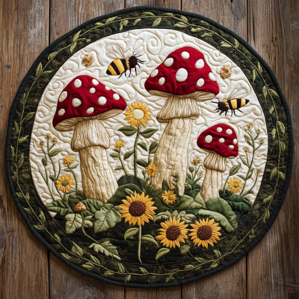 Fungi Forest WU2203052CL Quilted Round Mat