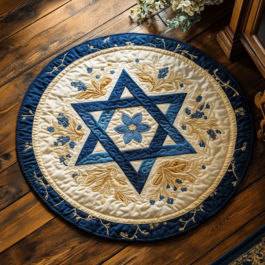 Jewish Star Of David WU2103040CL Quilted Round Mat
