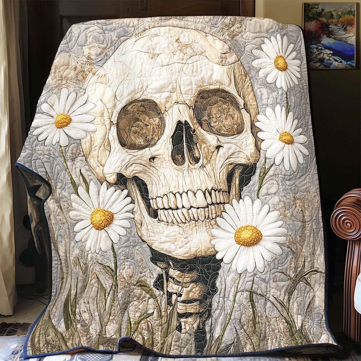 Daisy And Skull Life WU0602053CL Quilt