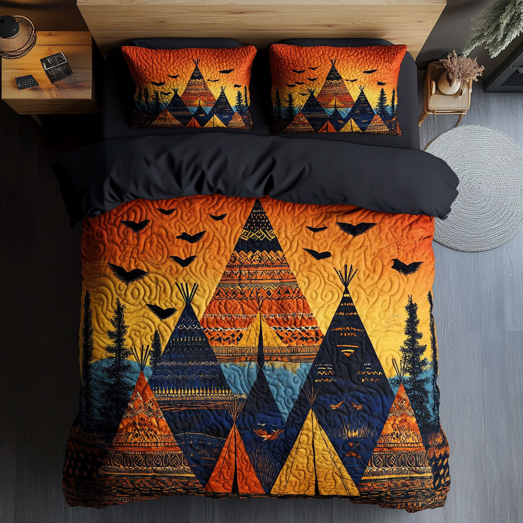 Native American Sacred Sky & Painted Teepee WU1903056CL Duvet Cover Set