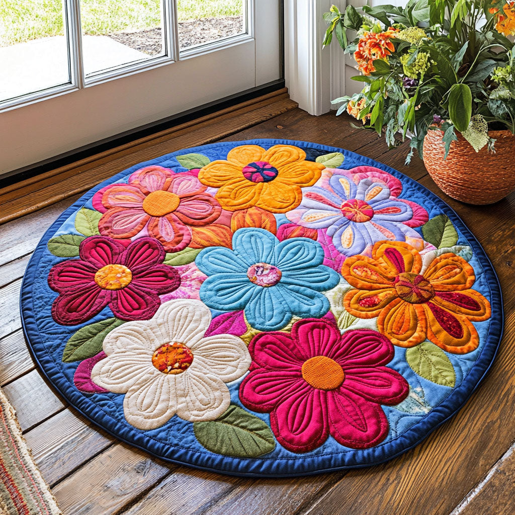 Vibrant Blooming Spring Time WU2003060CL Quilted Round Mat
