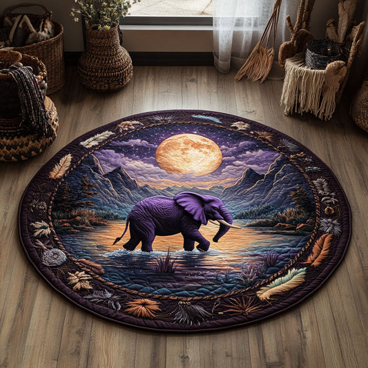 Moonlit Elephant WY1006050CL Quilted Round Mat