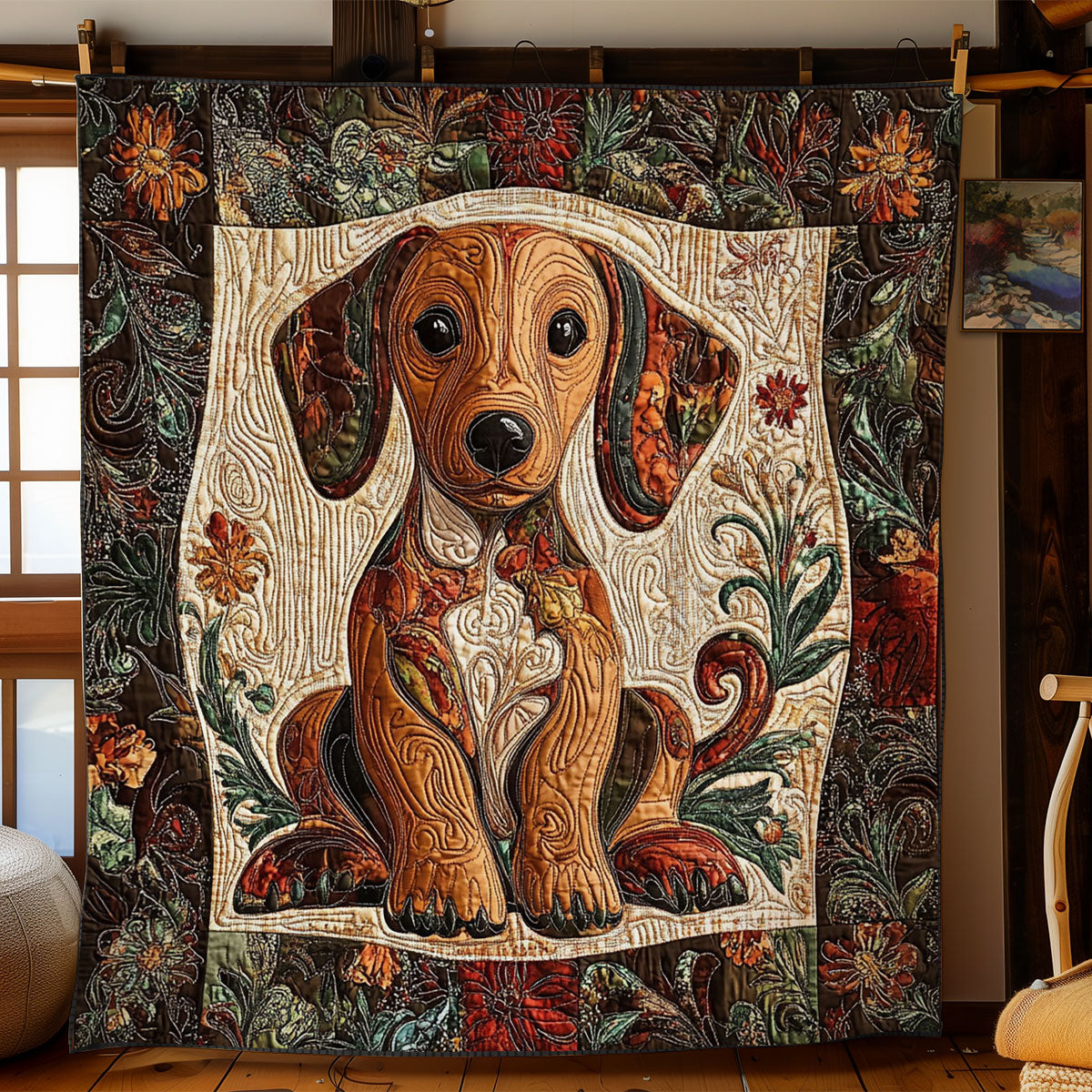 Dachshund In Garden WY1303025CL Quilt