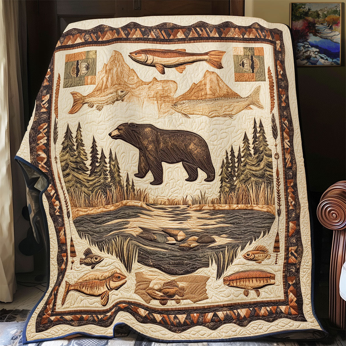 Fisherman Bear WY1803012CL Quilt