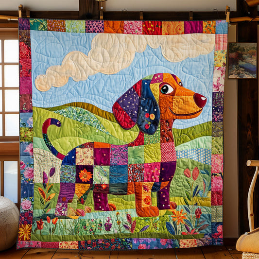 Colorful Patchwork Dachshund WY1303021CL Quilt