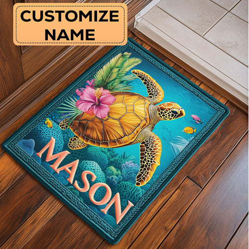 Tropical Turtle CW2508015CL Personalized Doormat
