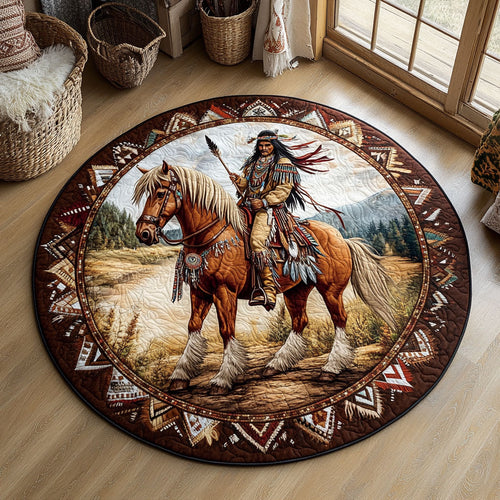 Aboriginal In Native Horse WY1006035CL Quilted Round Mat