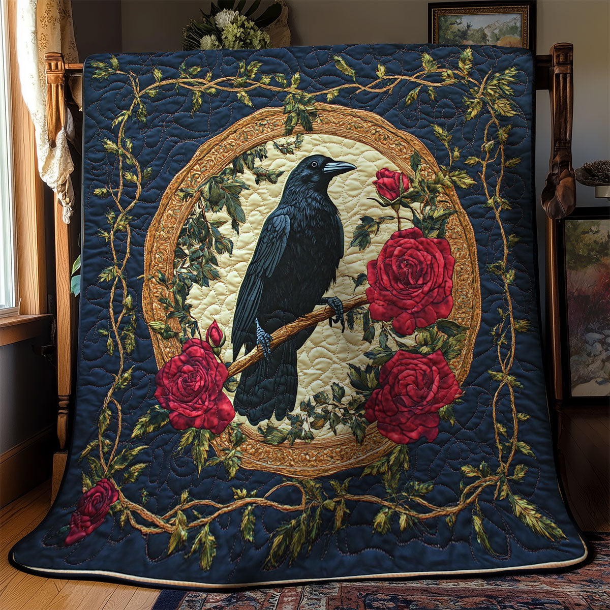 Mystic Crow In Garden WY0402033CL Quilt