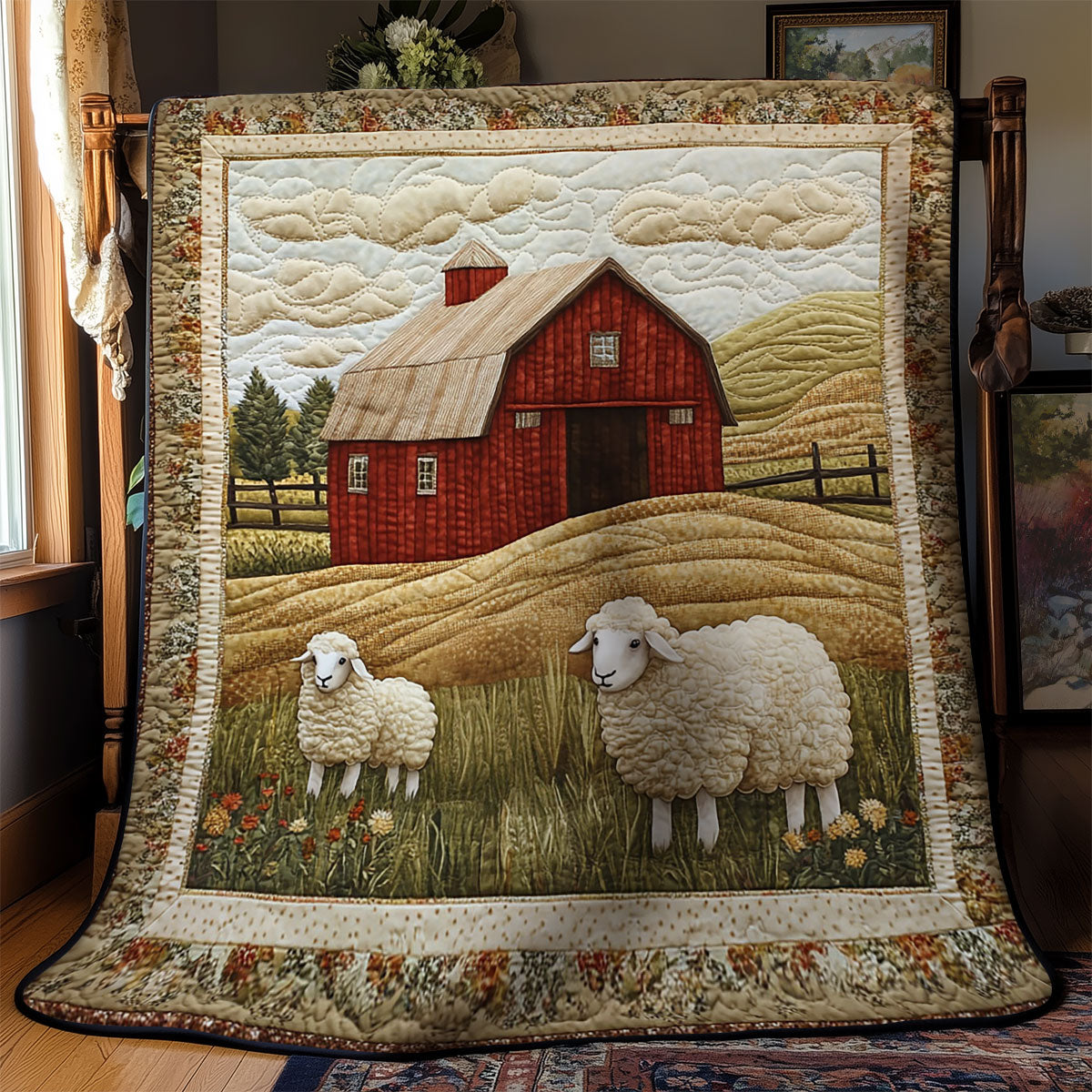 Sheep In Peaceful Farm WY1303055CL Quilt