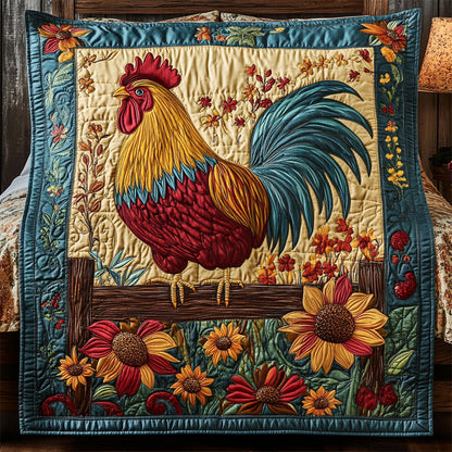 Rooster In Bloom WY0404017CL Quilt