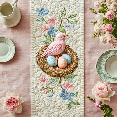 Bird In Easter Nest WY0907049CL Quilted Table Runner