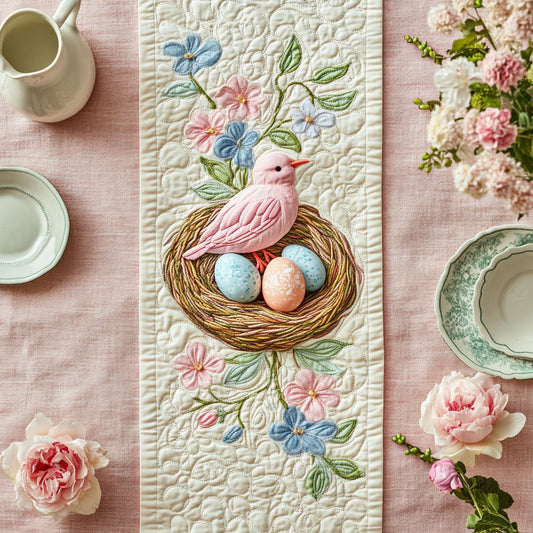Bird In Easter Nest WY0907049CL Quilted Table Runner