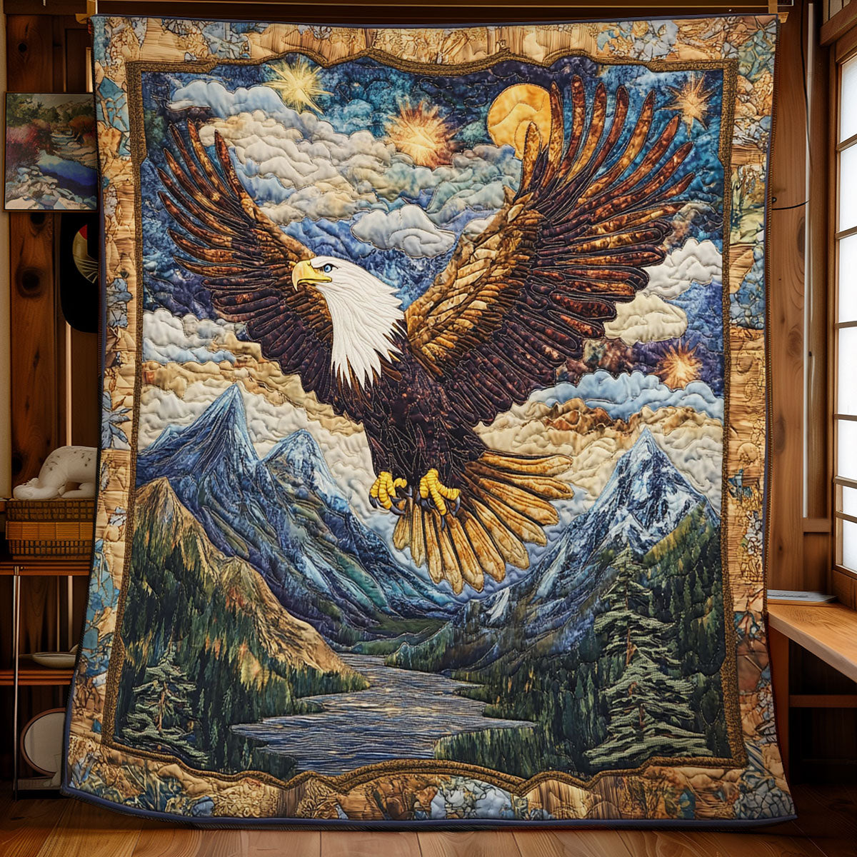 Majestic Eagle In Forest WY1002101CL Quilt