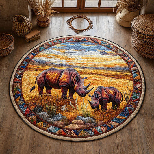 Wildlife Rhino WY0107191CL Quilted Round Mat