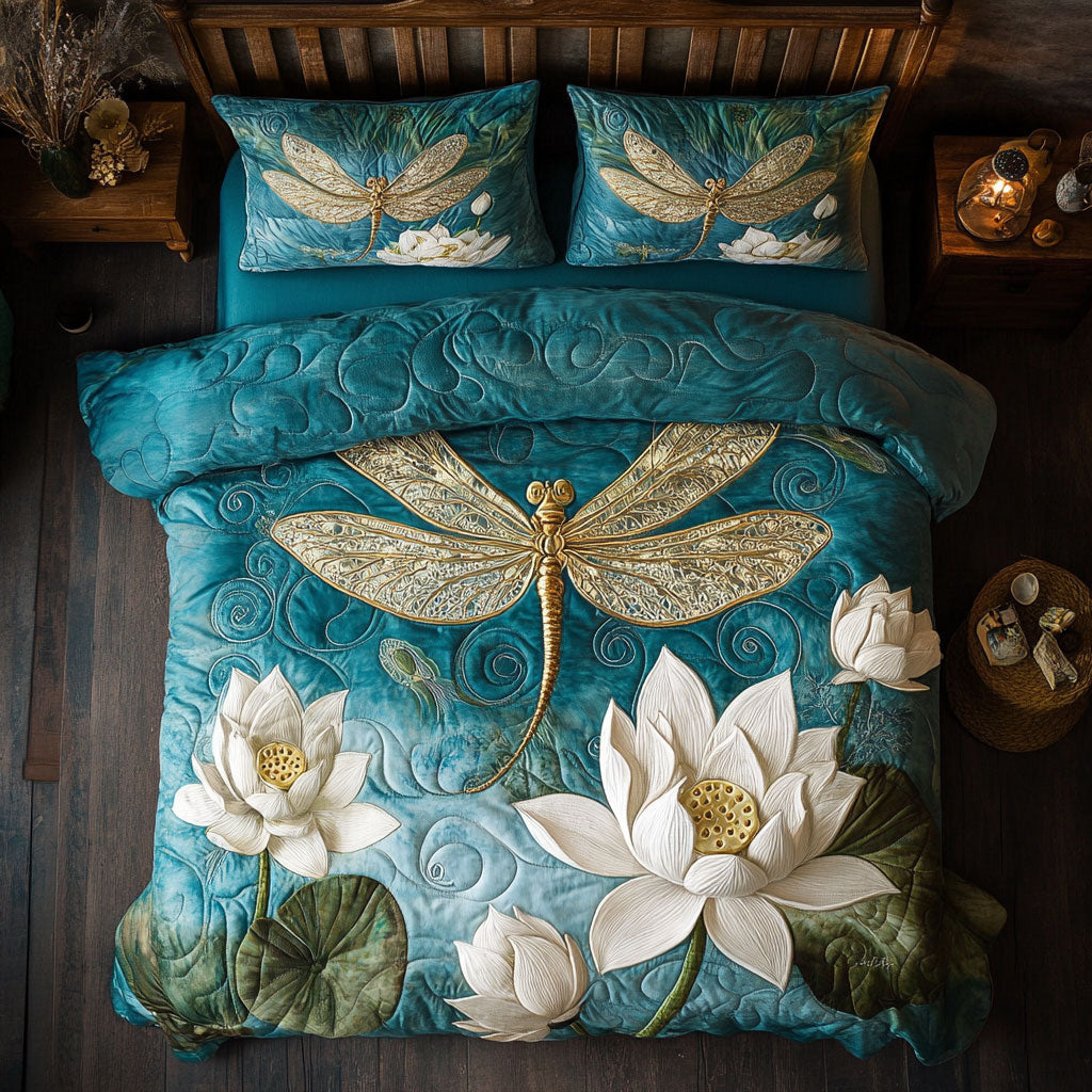 Dragonfly In Lotus Pond WY0503025CL Duvet Cover Set