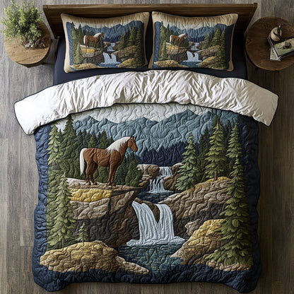 Horse In Fountain WY2605009CL Duvet Cover Set