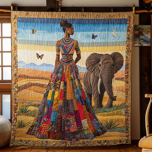 Elephant And Women WY1002056CL Quilt