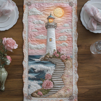 Pink Lighthouse WY3105010CL Quilted Table Runner