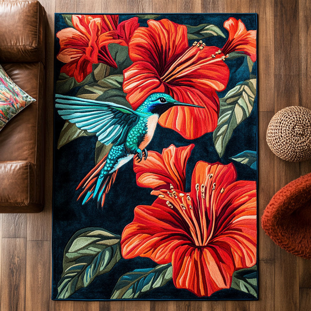 Hummingbird Hibiscus CW2508024CL Area Rug