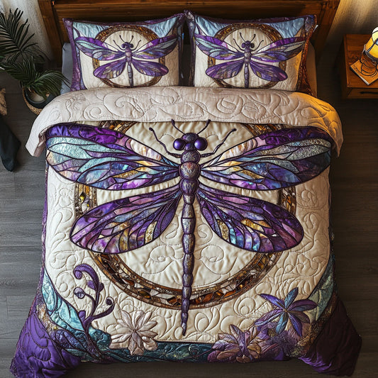 Crystal Purple Dragonfly WY2502010CL Duvet Cover Set