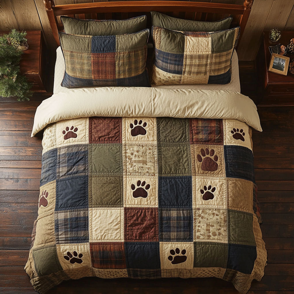 Patchwork Dog Paws WY0603018CL Duvet Cover Set