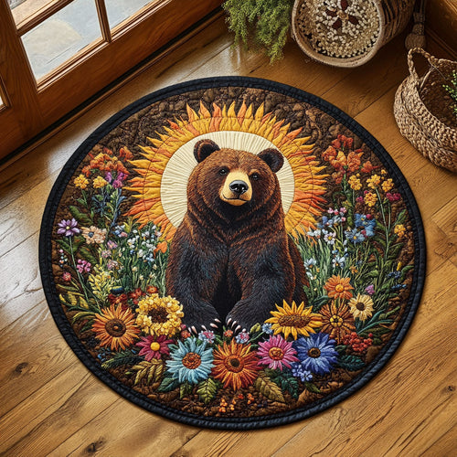 Flower Bear Meadow WY1406033CL Quilted Round Mat