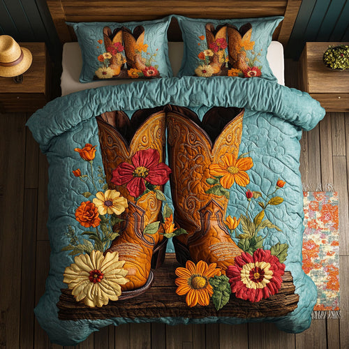 Floral Cowboy Boots WY3004067CL Duvet Cover Set