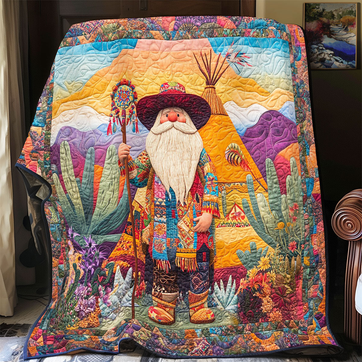 Gnome Of Cactus Lands WY1203013CL Quilt