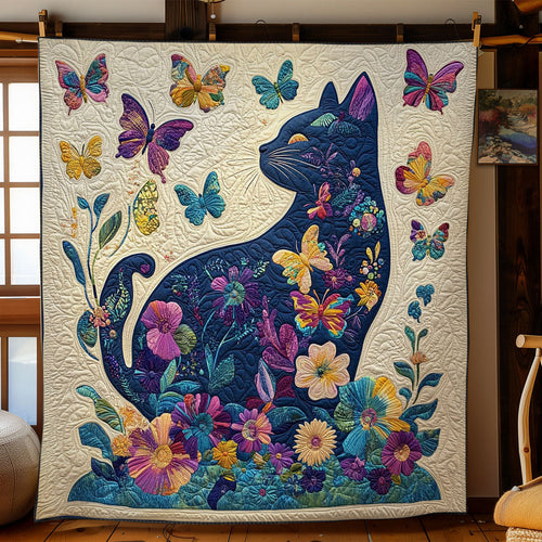 Cat In Flower Garden WY1002028CL Quilt