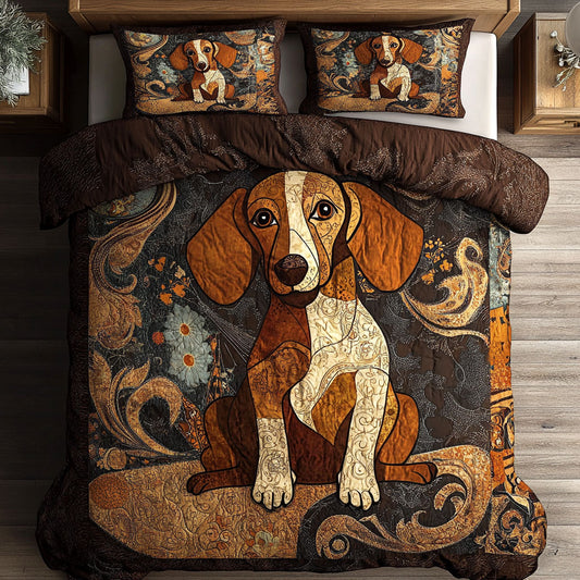 Floral Dachshund Portrait WY0703049CL Duvet Cover Set