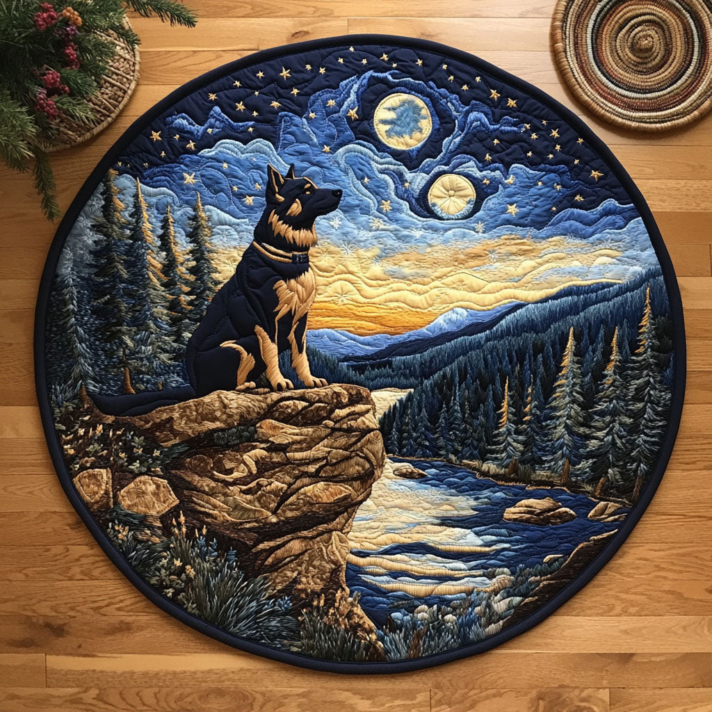 German Shepherd Mountain View WY0107108CL Quilted Round Mat
