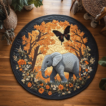 Autumn Baby Elephant Forest WY0107073CL Quilted Round Mat