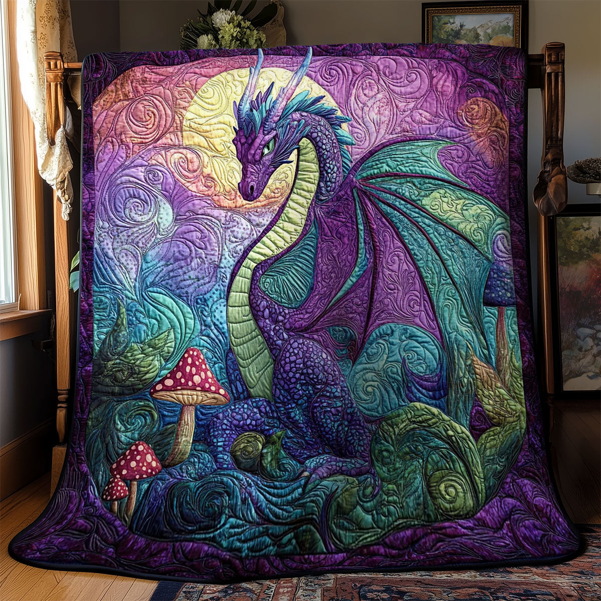 Dragon In Mushroom Forest WY0402015CL Quilt