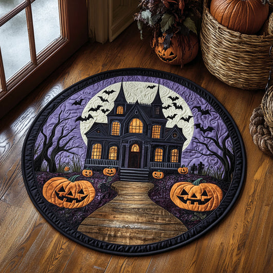 Halloween Mansion WY1107049CL Quilted Round Mat