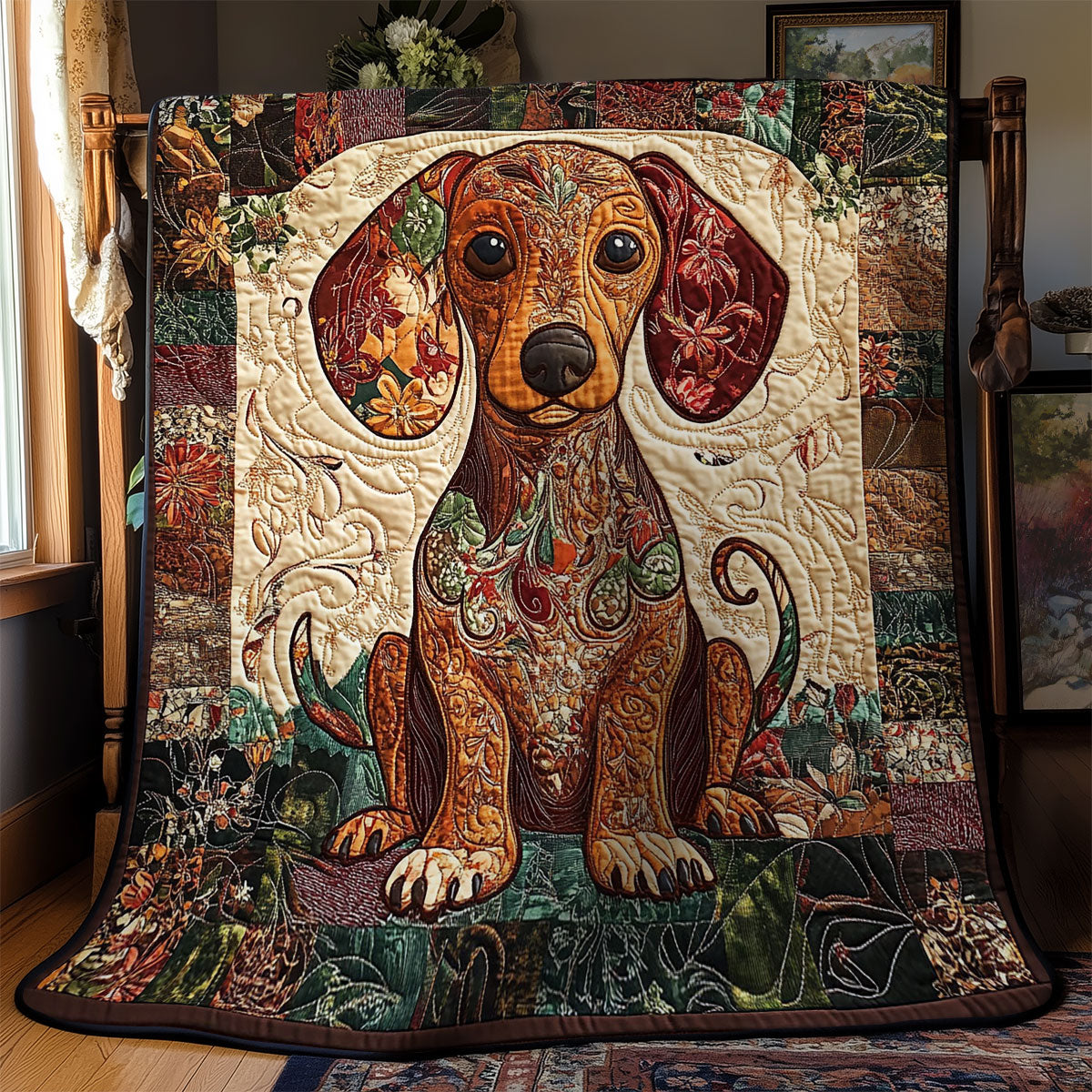 Dachshund Patchwork Portrait WY1303029CL Quilt