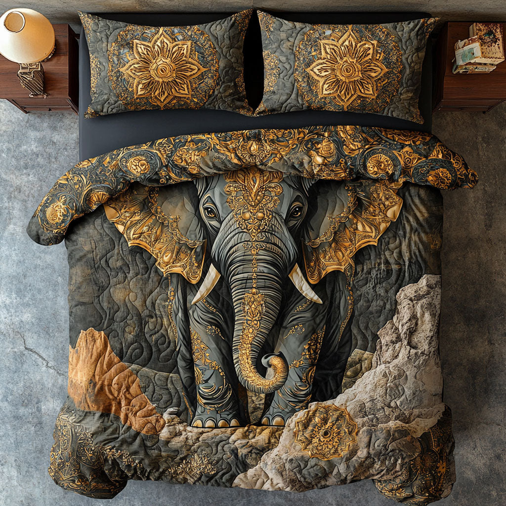 Majestic Gold Elephant WY0803084CL Duvet Cover Set