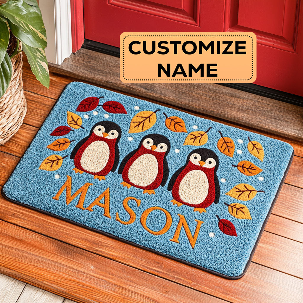 Penguin Fall Glow CW1508057CL Personalized Doormat