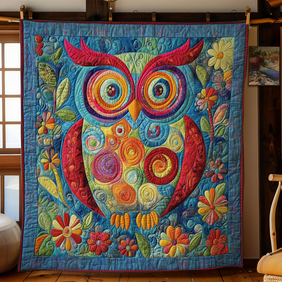 Abstract Flower Owl WY1002001CL Quilt