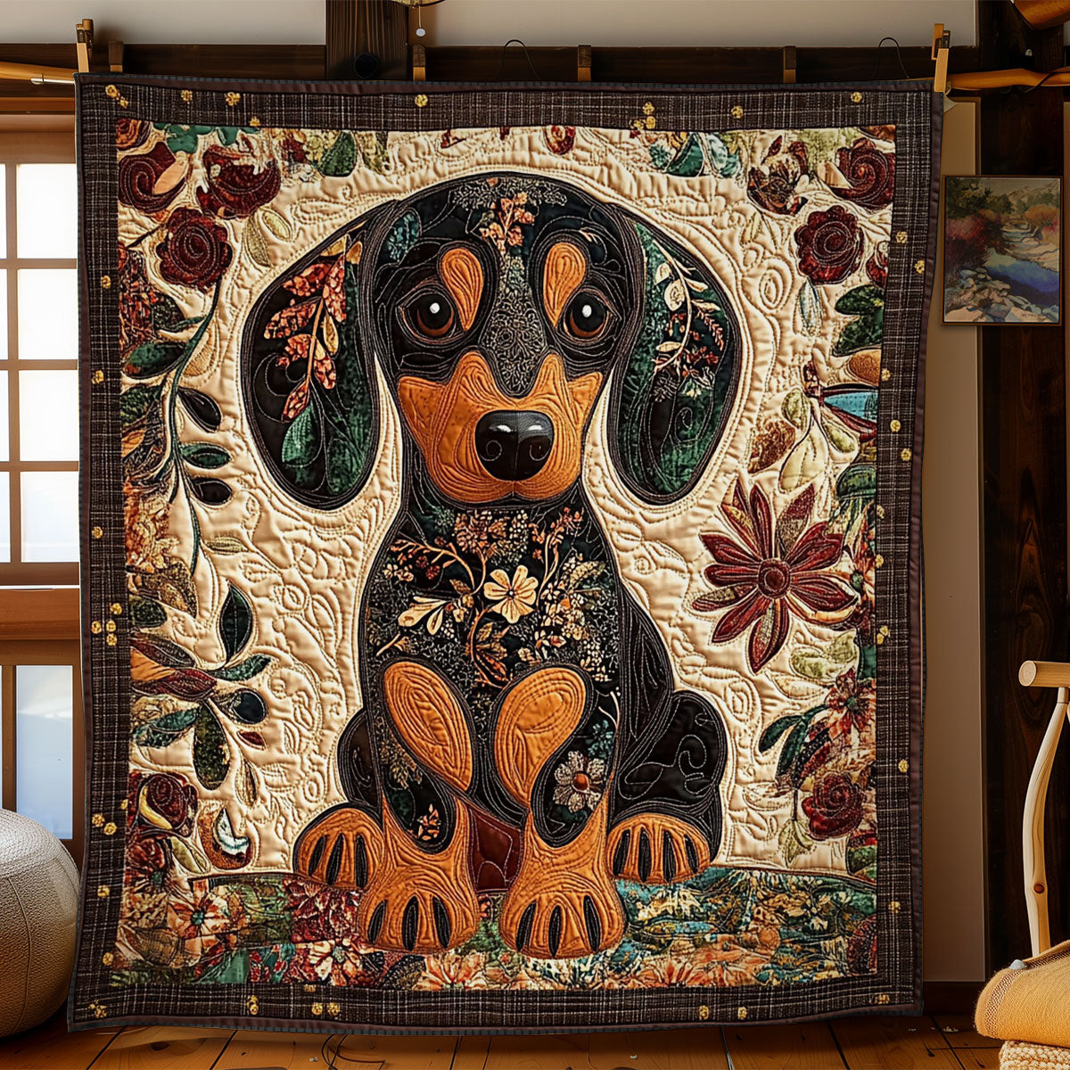 Botanical Dachshund WY1103002CL Quilt